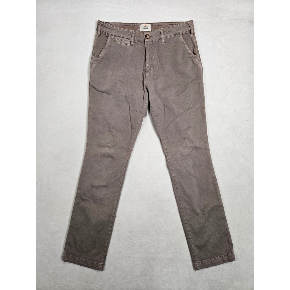 Marine Layer Mens Straight Leg Stretch Chino Pants Taupe Grey 32x30